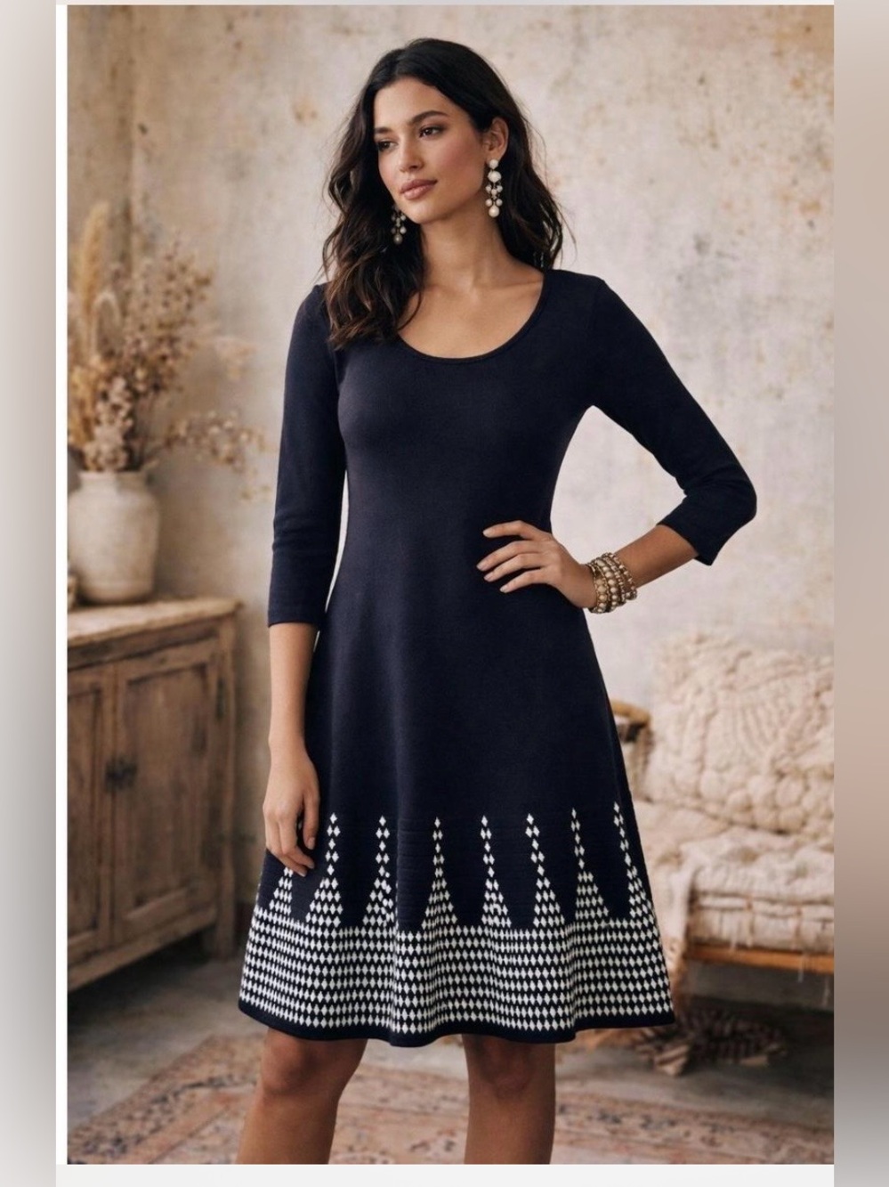 Nine West Fit And Flare Sweater Dress